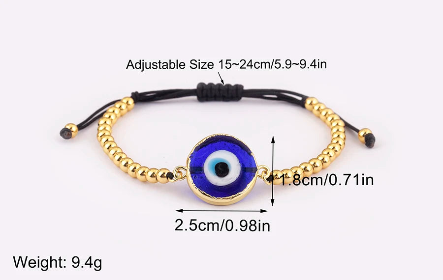 Nidin High Quality Creative Trend Turkey Round Shape Evil Eye Charm Bracelets Adjustable Female Jewelry Accessories Party Gifts