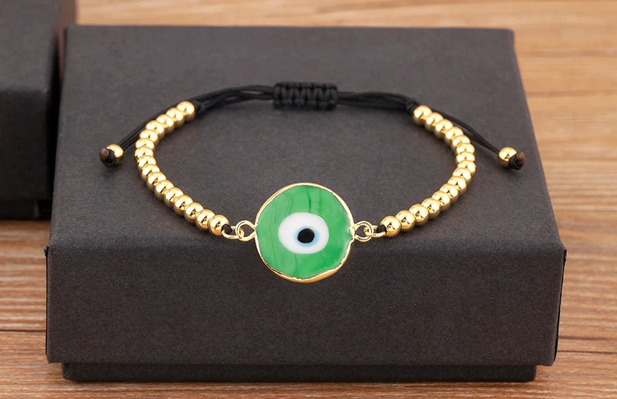 Nidin High Quality Creative Trend Turkey Round Shape Evil Eye Charm Bracelets Adjustable Female Jewelry Accessories Party Gifts
