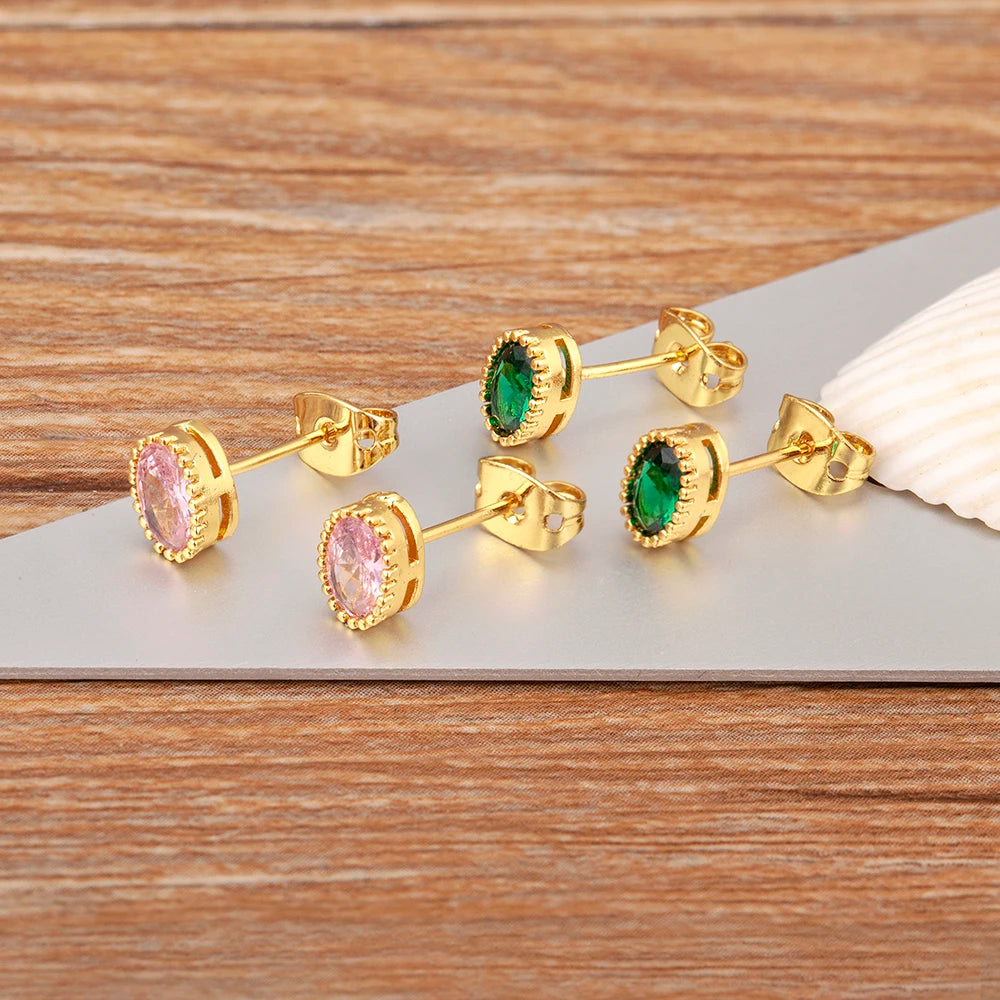 Nidin Korea Popular Irregular Elegant Round Shape Delicate Zircon Earrings For Women Girls Daily Party Jewelry Accessories Gift