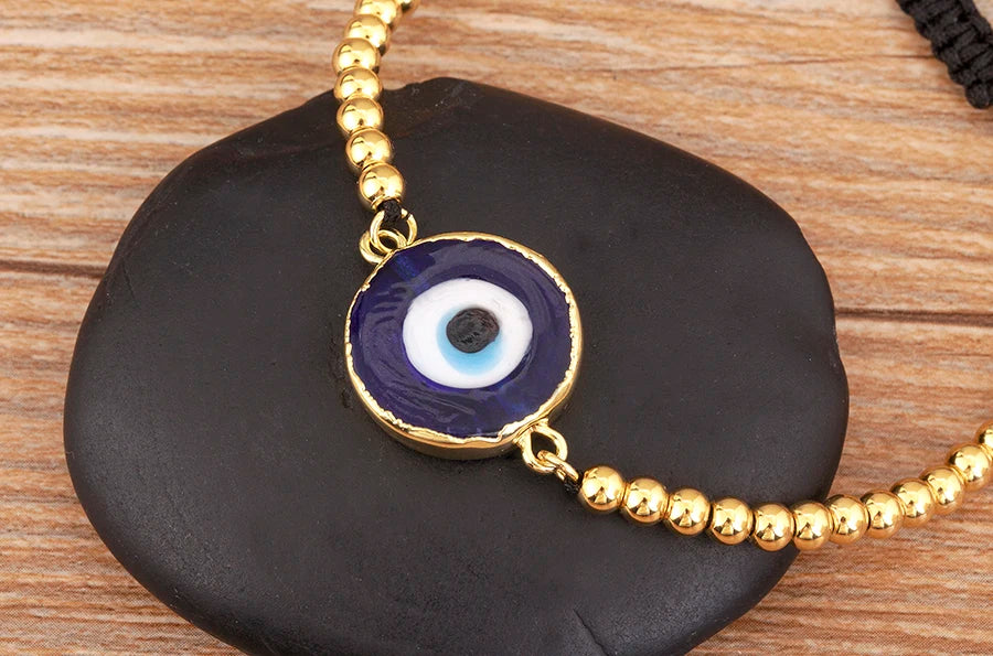 Nidin High Quality Creative Trend Turkey Round Shape Evil Eye Charm Bracelets Adjustable Female Jewelry Accessories Party Gifts