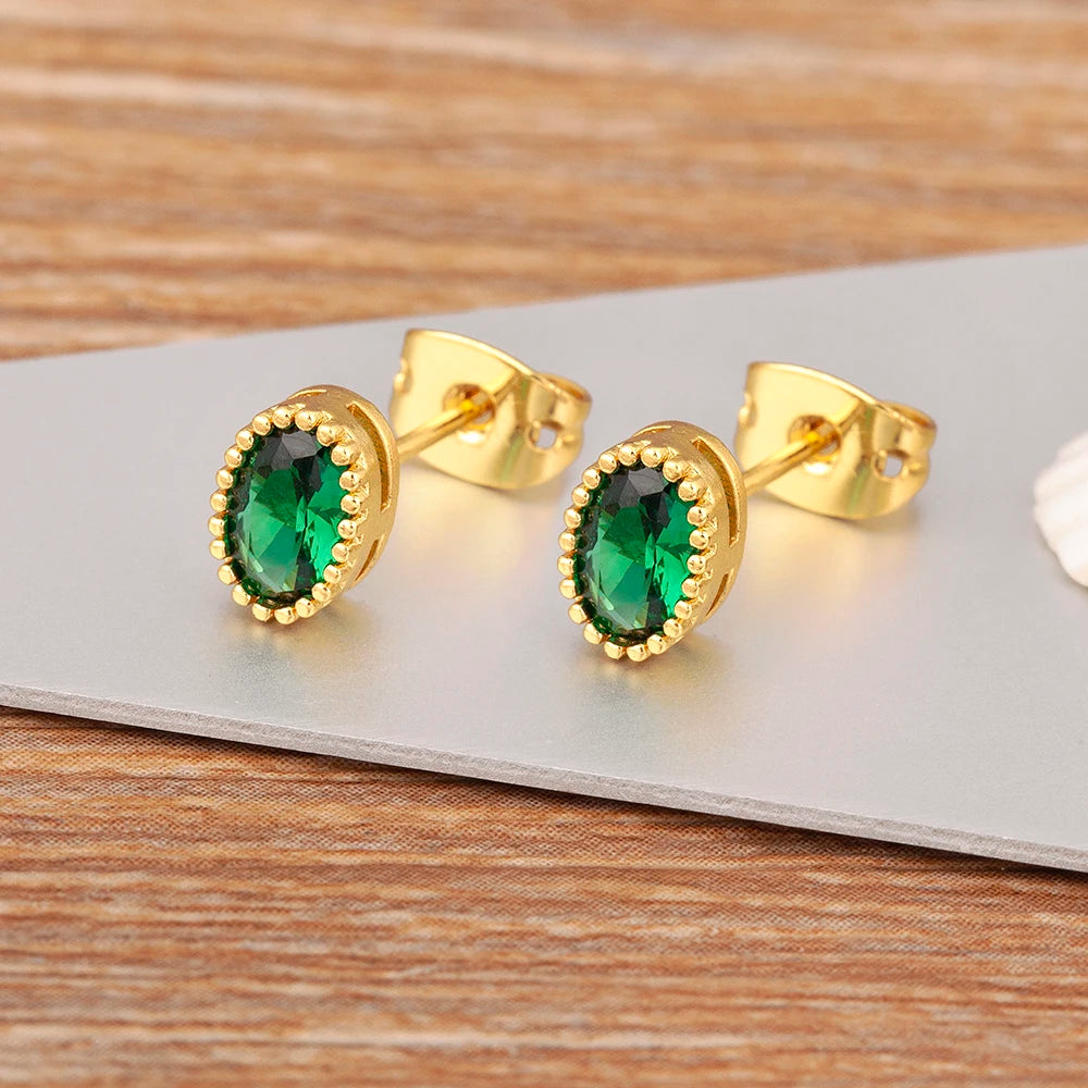 Nidin Korea Popular Irregular Elegant Round Shape Delicate Zircon Earrings For Women Girls Daily Party Jewelry Accessories Gift