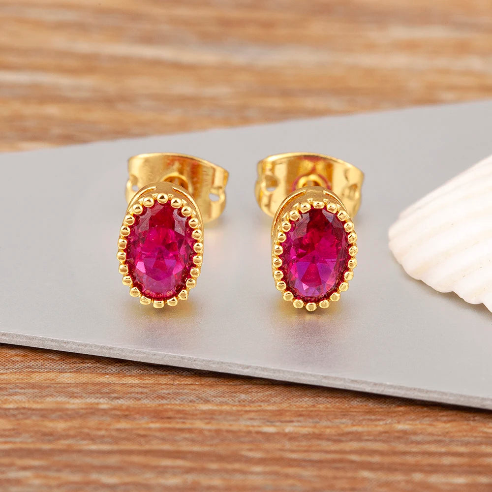 Nidin Korea Popular Irregular Elegant Round Shape Delicate Zircon Earrings For Women Girls Daily Party Jewelry Accessories Gift