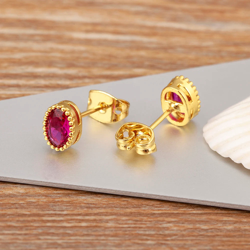 Nidin Korea Popular Irregular Elegant Round Shape Delicate Zircon Earrings For Women Girls Daily Party Jewelry Accessories Gift