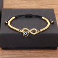Nidin New Trendy 8 Number Shape Evil Eye Round Beads Charm Bracelets Adjustable For Women Shiny Crystal Zircon Jewelry Gifts