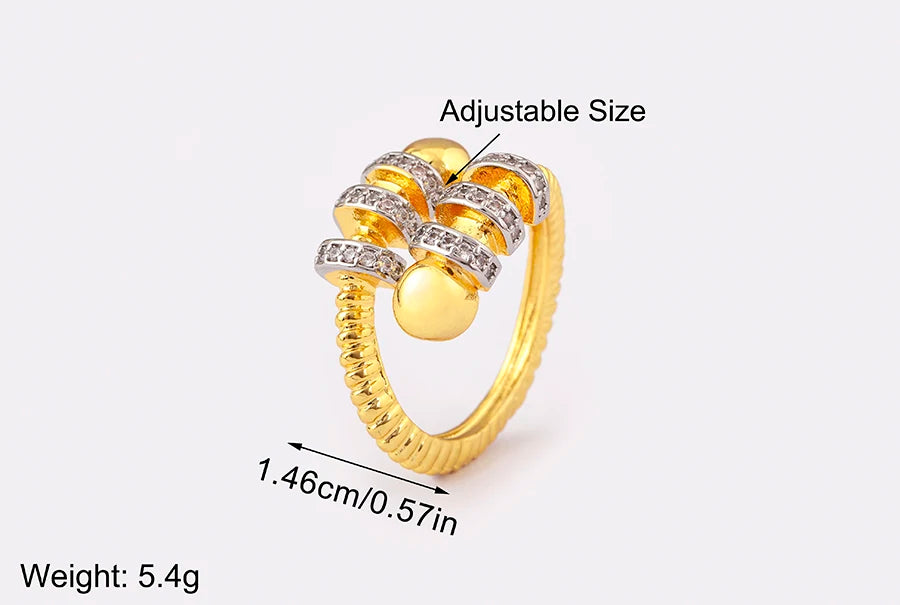 Adjustable Shiny Zircon Open Ring
