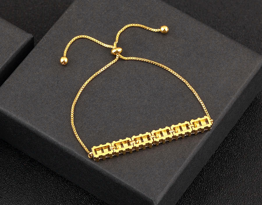 Nidin New Korea Popular Shiny Crystal Zircon  Adjustable Bracelets Bangle For Women Light Luxury Girl Wedding Jewelry Gifts