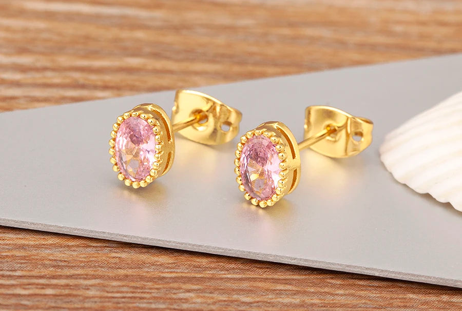 Nidin Korea Popular Irregular Elegant Round Shape Delicate Zircon Earrings For Women Girls Daily Party Jewelry Accessories Gift