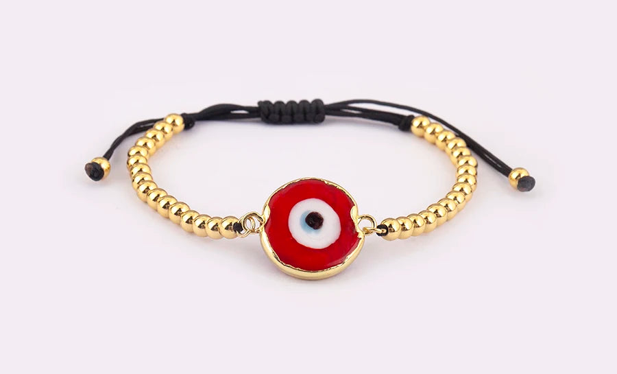 Nidin High Quality Creative Trend Turkey Round Shape Evil Eye Charm Bracelets Adjustable Female Jewelry Accessories Party Gifts