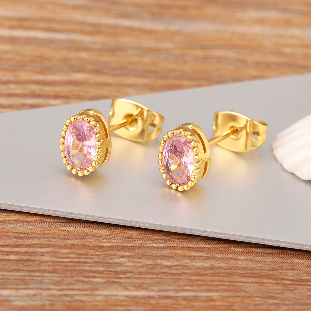 Nidin Korea Popular Irregular Elegant Round Shape Delicate Zircon Earrings For Women Girls Daily Party Jewelry Accessories Gift