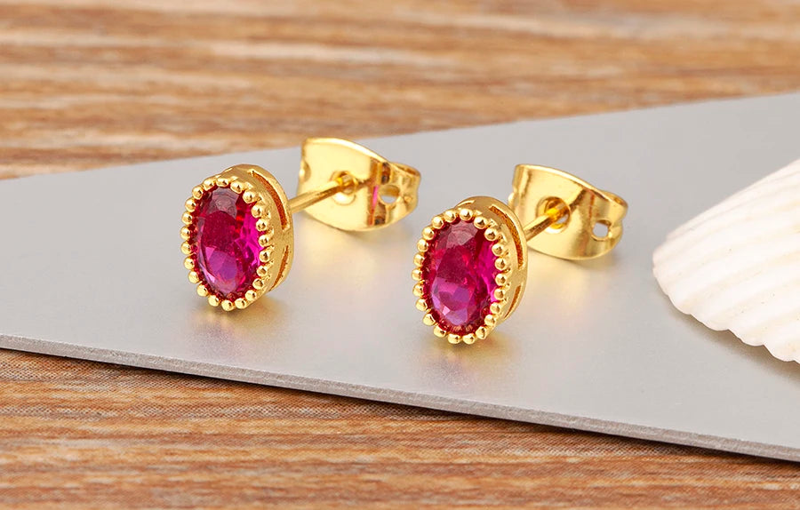 Nidin Korea Popular Irregular Elegant Round Shape Delicate Zircon Earrings For Women Girls Daily Party Jewelry Accessories Gift