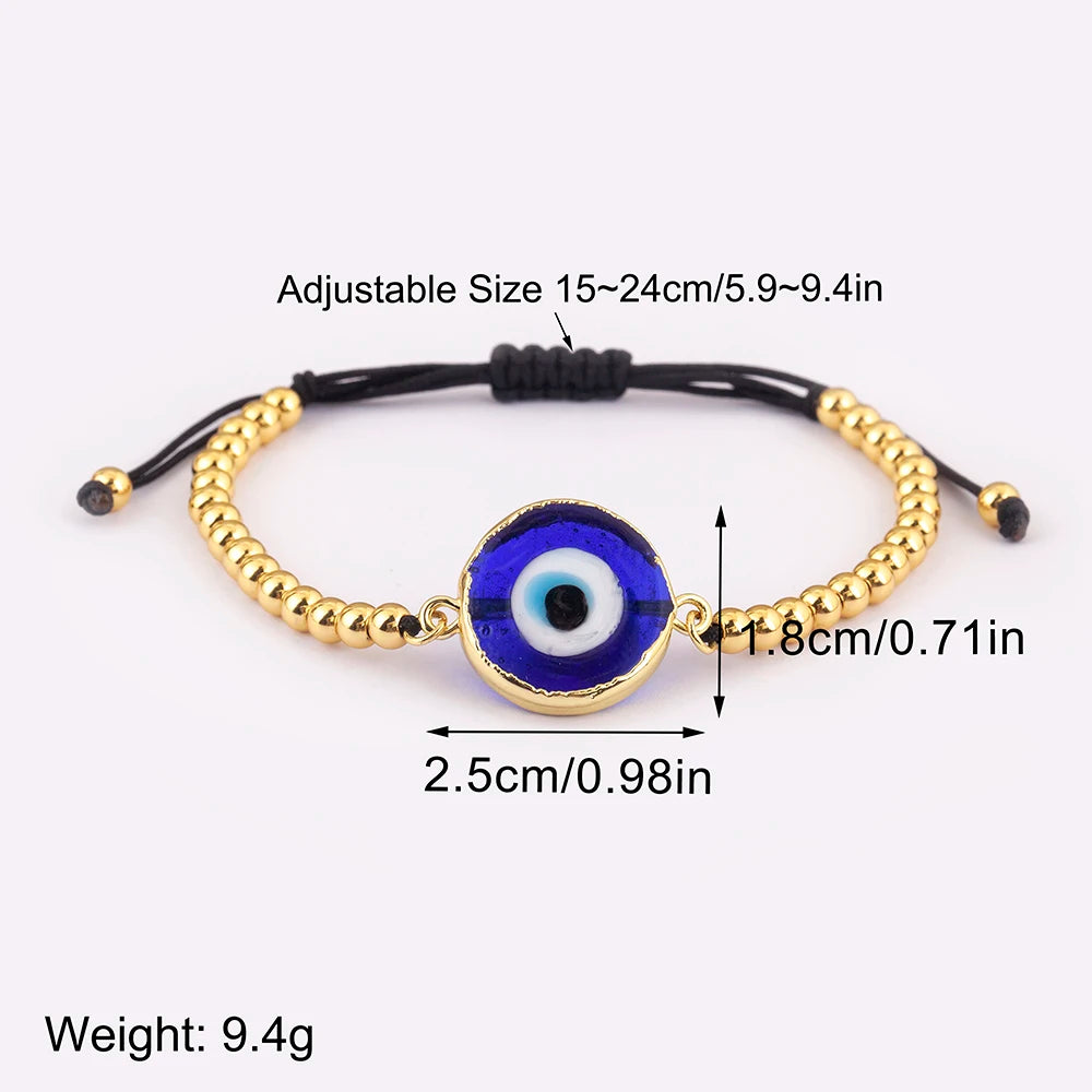 Nidin High Quality Creative Trend Turkey Round Shape Evil Eye Charm Bracelets Adjustable Female Jewelry Accessories Party Gifts