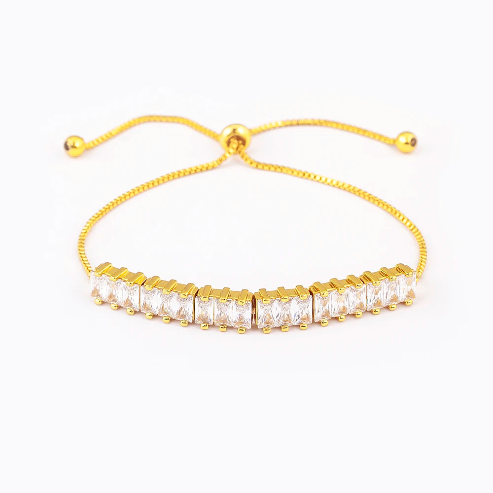Nidin New Korea Popular Shiny Crystal Zircon  Adjustable Bracelets Bangle For Women Light Luxury Girl Wedding Jewelry Gifts
