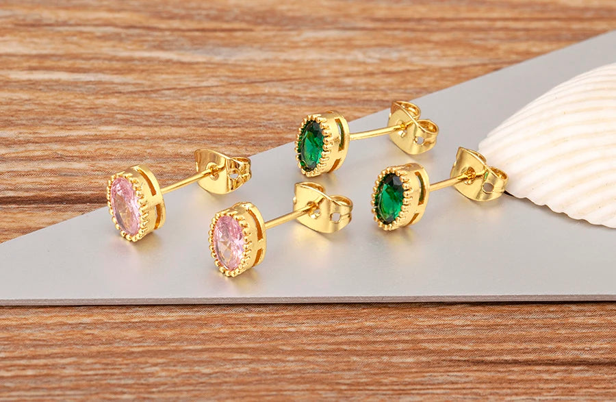 Nidin Korea Popular Irregular Elegant Round Shape Delicate Zircon Earrings For Women Girls Daily Party Jewelry Accessories Gift