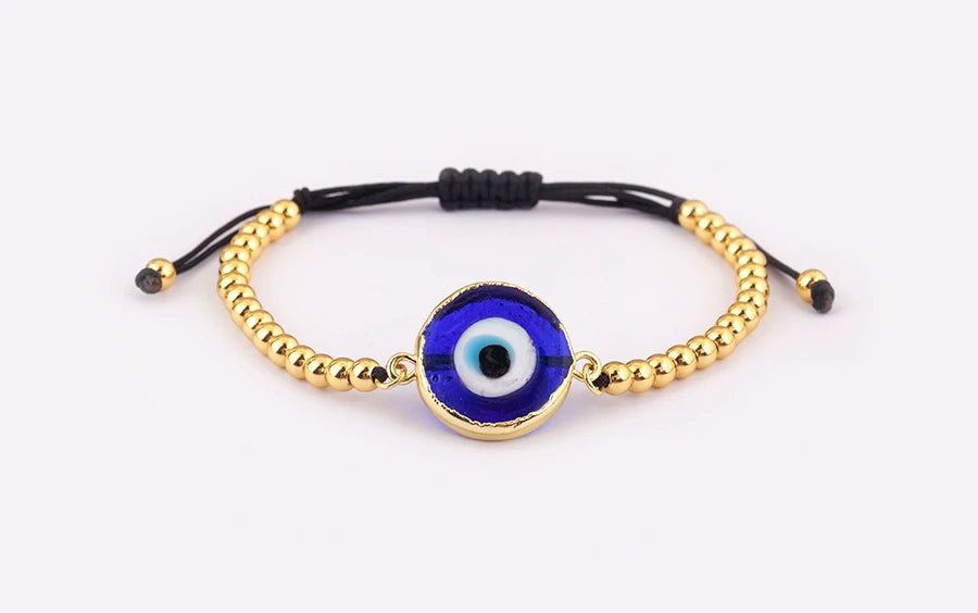 Nidin High Quality Creative Trend Turkey Round Shape Evil Eye Charm Bracelets Adjustable Female Jewelry Accessories Party Gifts