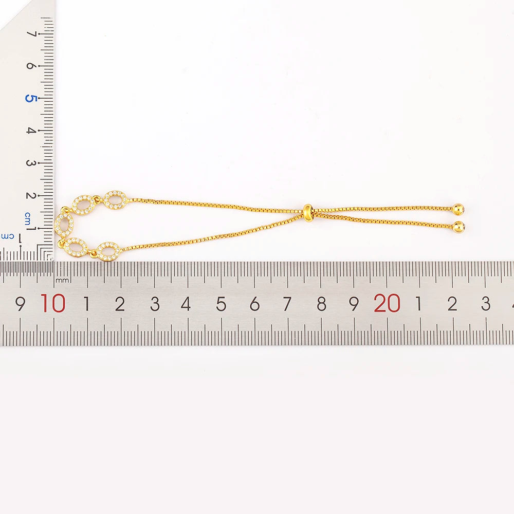 Nidin Classic Hollow Design Shiny Crystal Zircon Adjustable Chain Bracelets Bangle For Women Girl Daily Party Jewelry Gifts