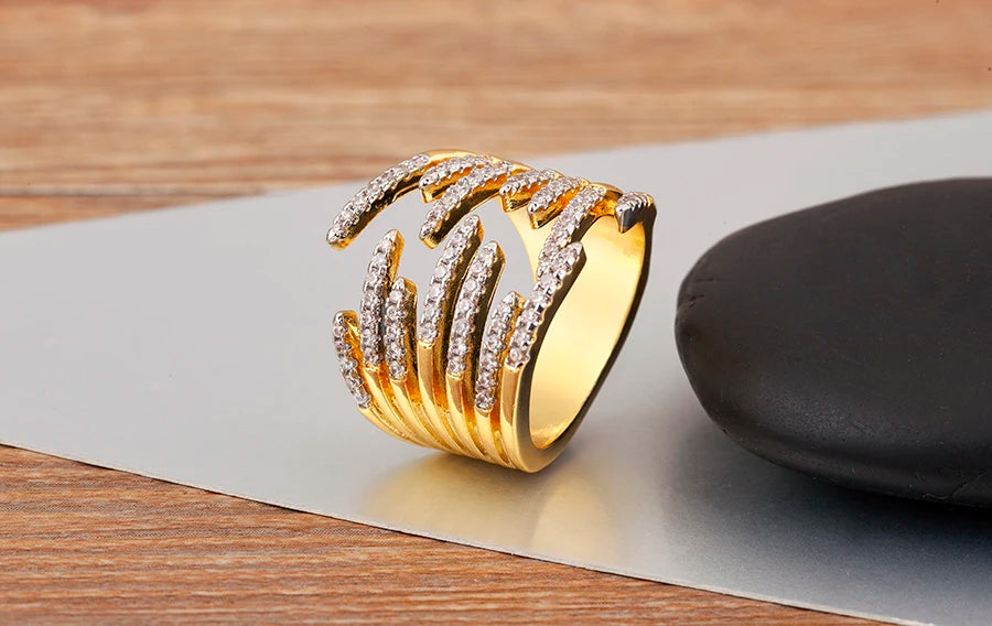 Adjustable Shiny Zircon Open Ring