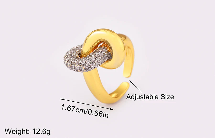 Adjustable Shiny Zircon Open Ring