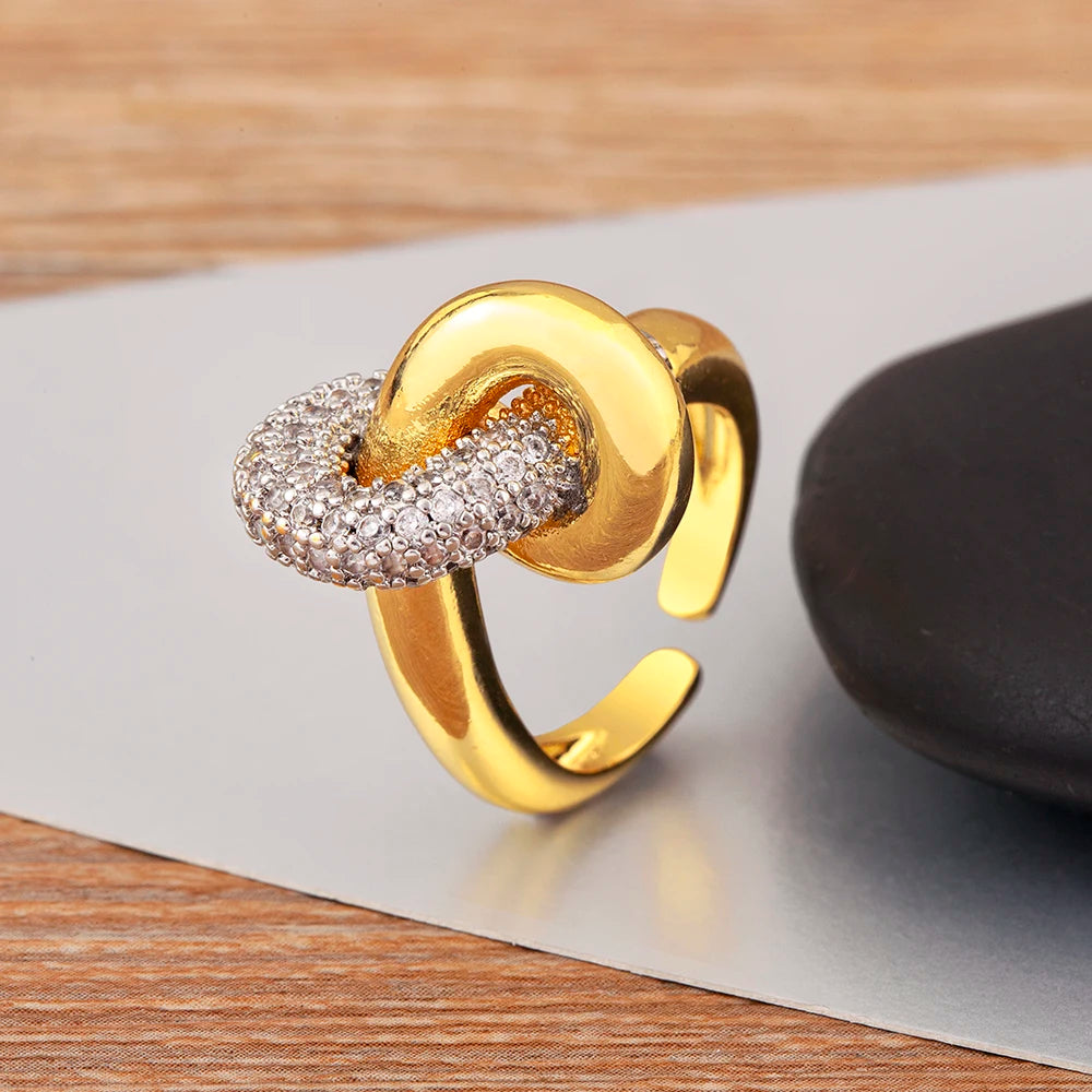 Adjustable Shiny Zircon Open Ring