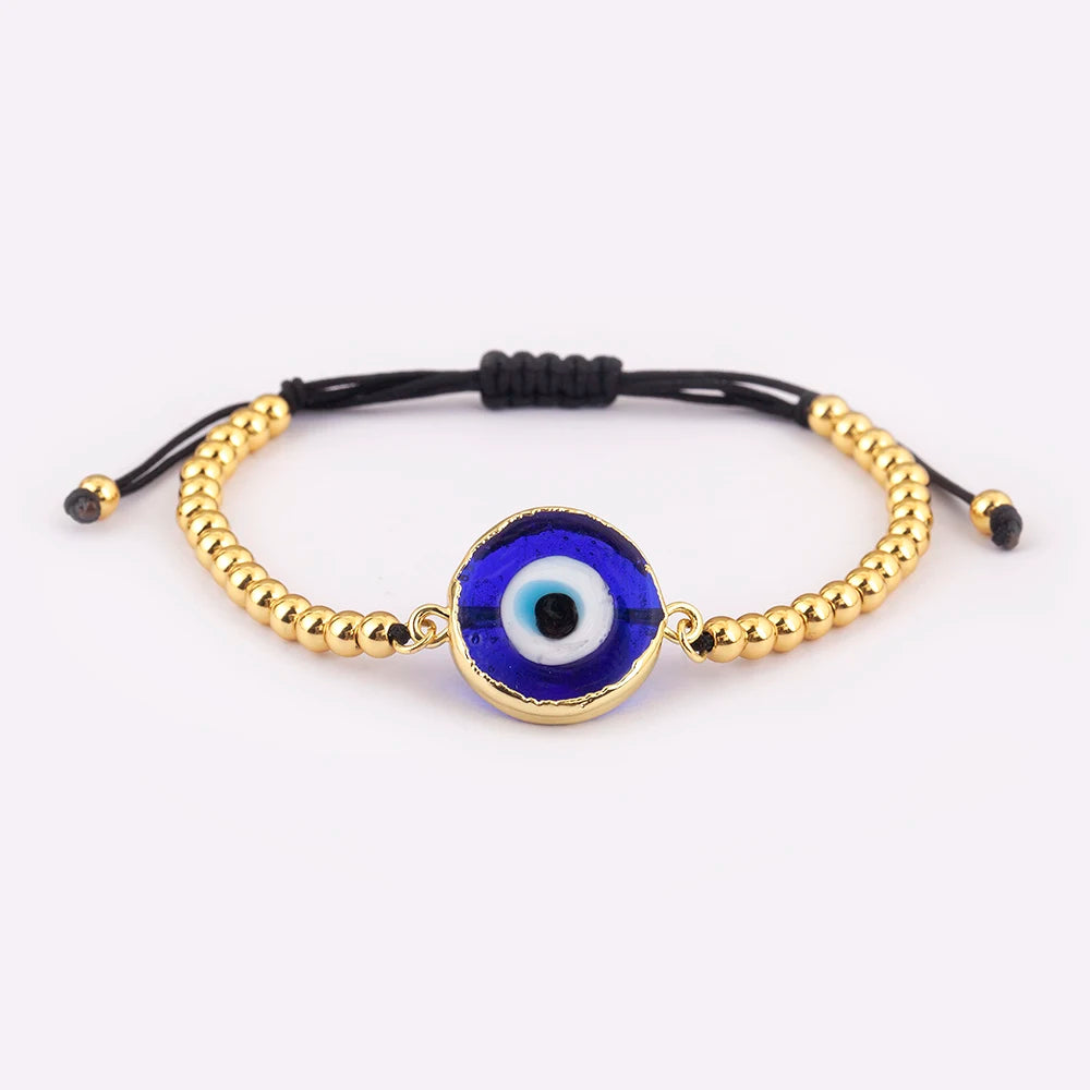 Nidin High Quality Creative Trend Turkey Round Shape Evil Eye Charm Bracelets Adjustable Female Jewelry Accessories Party Gifts