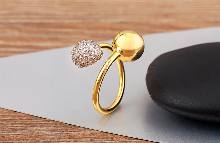 Adjustable Shiny Zircon Open Ring