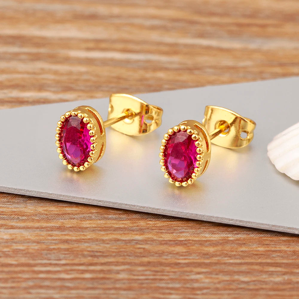 Nidin Korea Popular Irregular Elegant Round Shape Delicate Zircon Earrings For Women Girls Daily Party Jewelry Accessories Gift