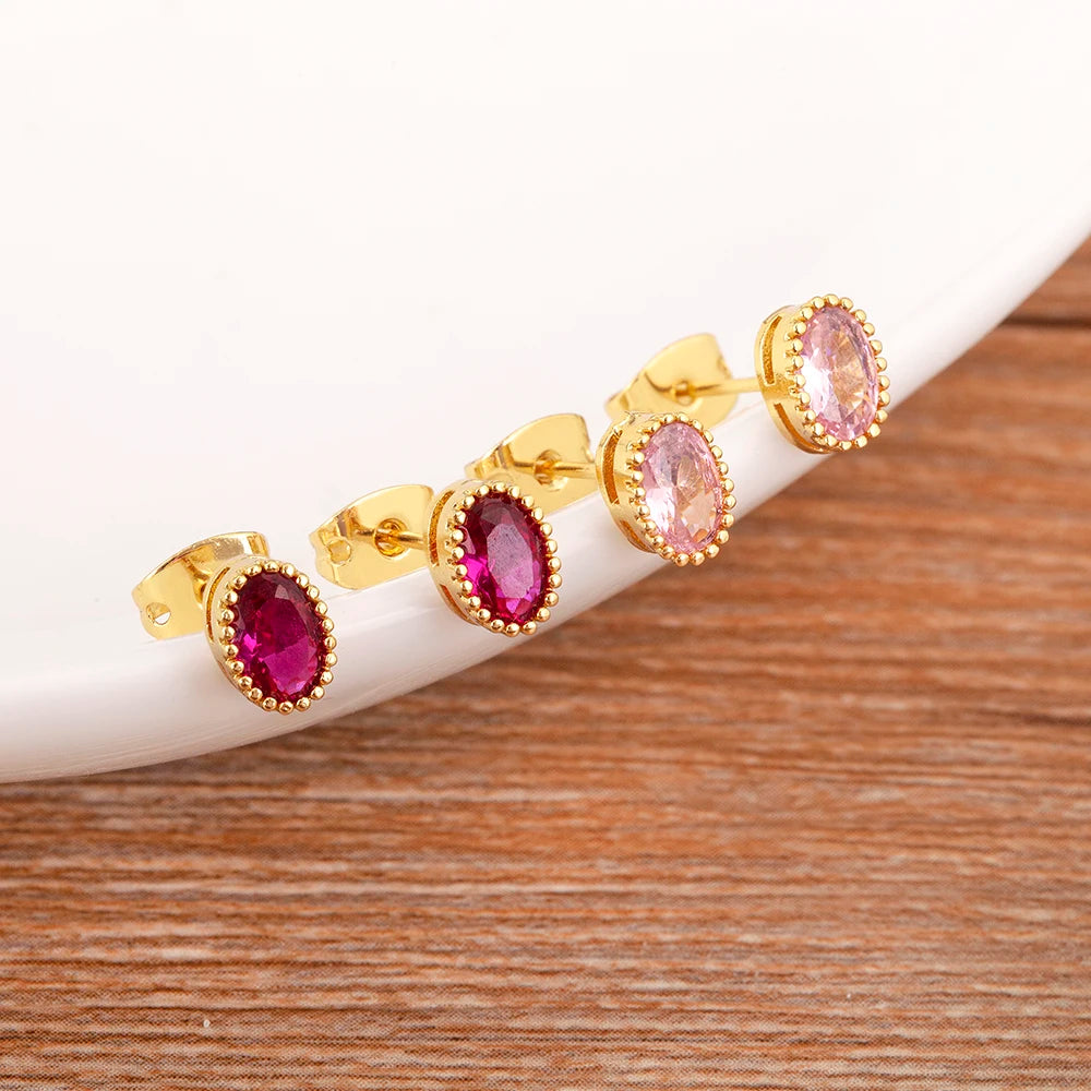Nidin Korea Popular Irregular Elegant Round Shape Delicate Zircon Earrings For Women Girls Daily Party Jewelry Accessories Gift