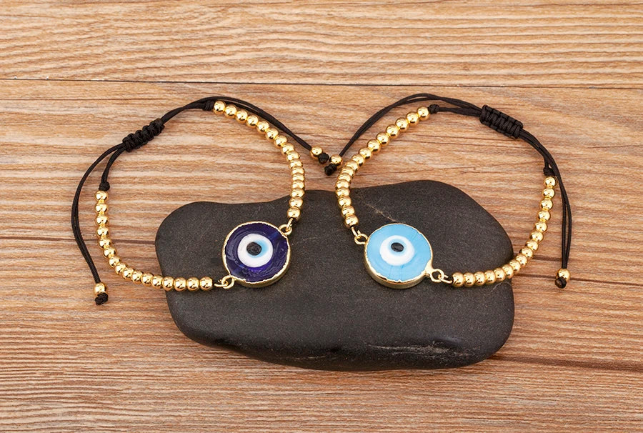 Nidin High Quality Creative Trend Turkey Round Shape Evil Eye Charm Bracelets Adjustable Female Jewelry Accessories Party Gifts