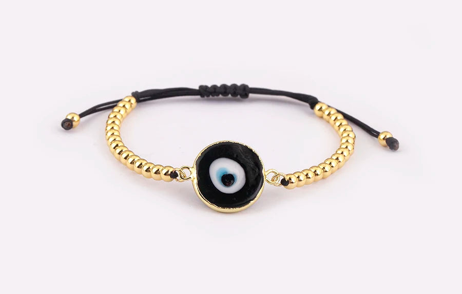 Nidin High Quality Creative Trend Turkey Round Shape Evil Eye Charm Bracelets Adjustable Female Jewelry Accessories Party Gifts