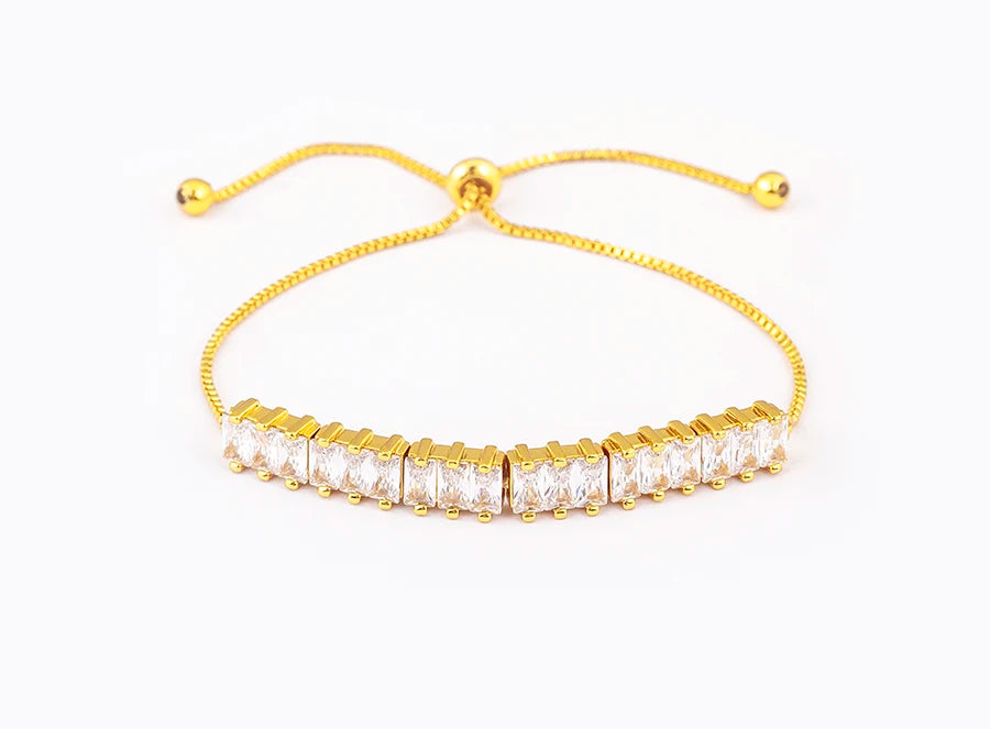 Nidin New Korea Popular Shiny Crystal Zircon  Adjustable Bracelets Bangle For Women Light Luxury Girl Wedding Jewelry Gifts