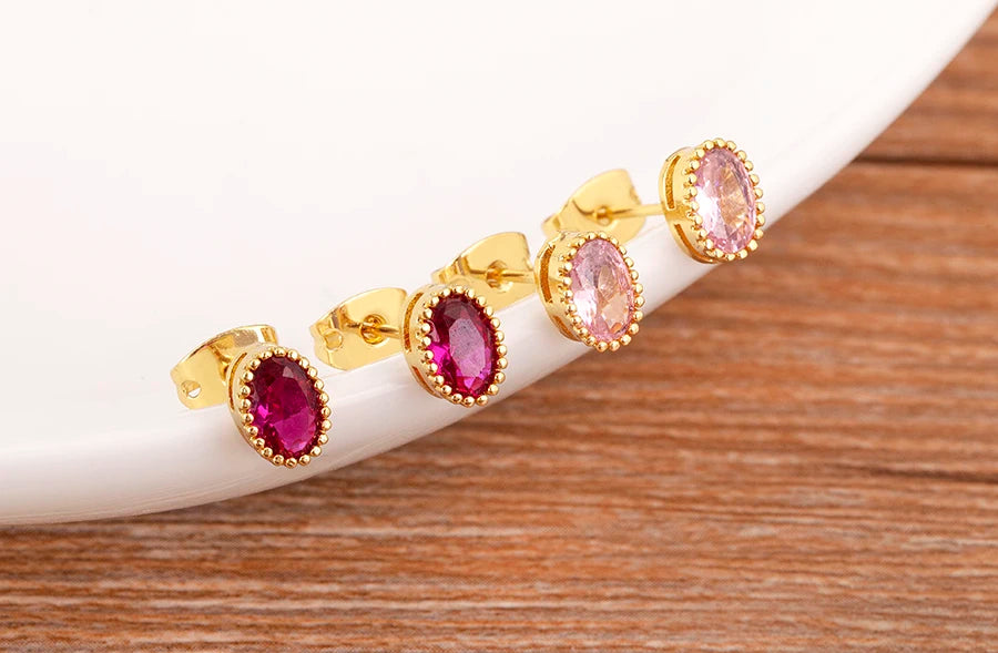 Nidin Korea Popular Irregular Elegant Round Shape Delicate Zircon Earrings For Women Girls Daily Party Jewelry Accessories Gift