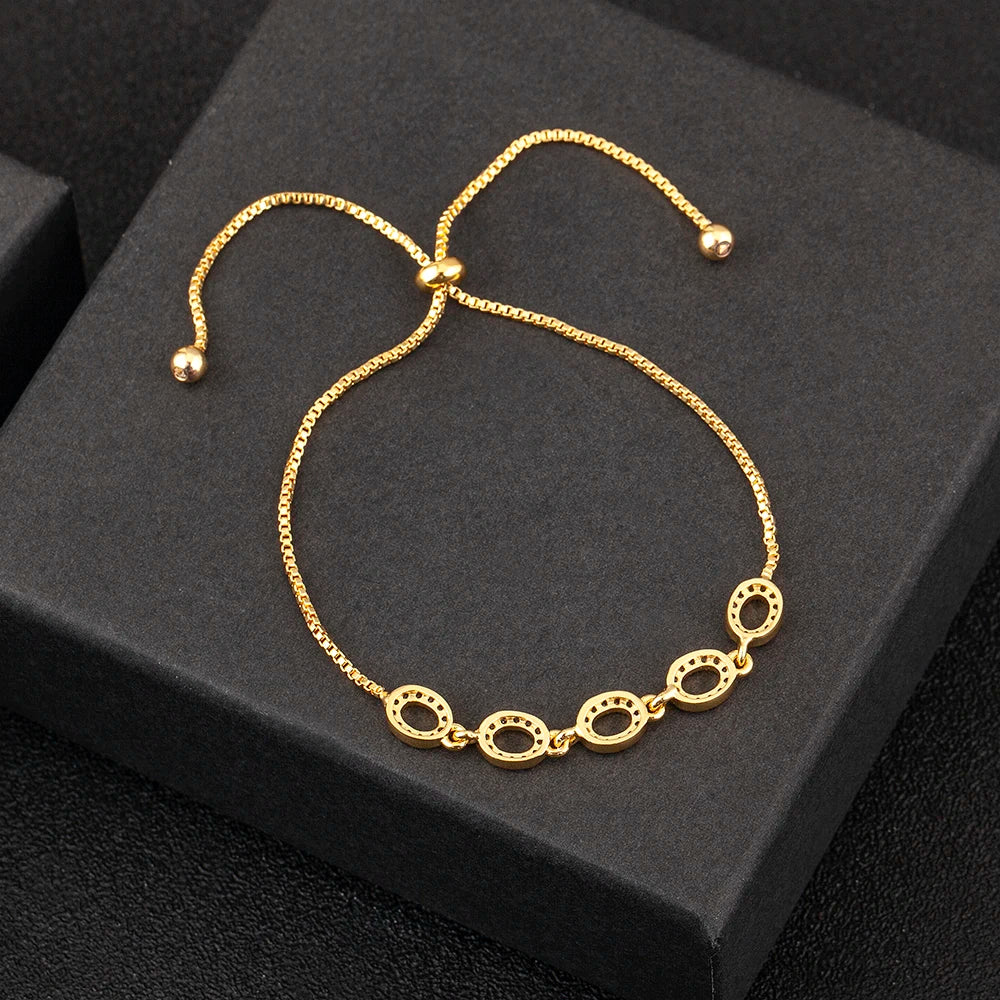 Nidin Classic Hollow Design Shiny Crystal Zircon Adjustable Chain Bracelets Bangle For Women Girl Daily Party Jewelry Gifts