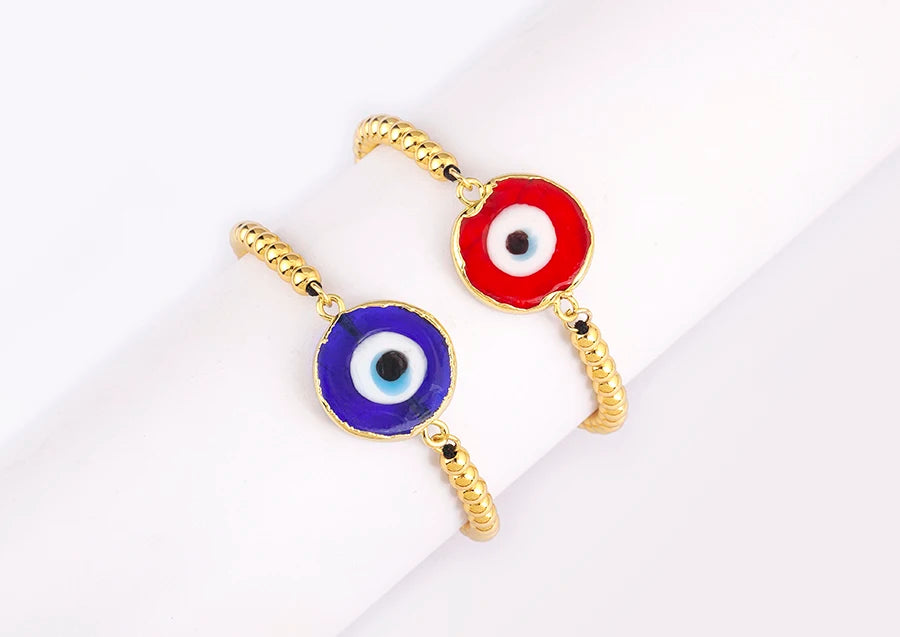 Nidin High Quality Creative Trend Turkey Round Shape Evil Eye Charm Bracelets Adjustable Female Jewelry Accessories Party Gifts