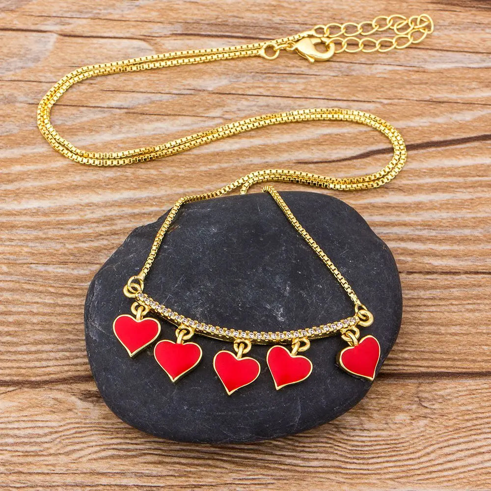 Romantic Colorful Zircon Heart Pendant