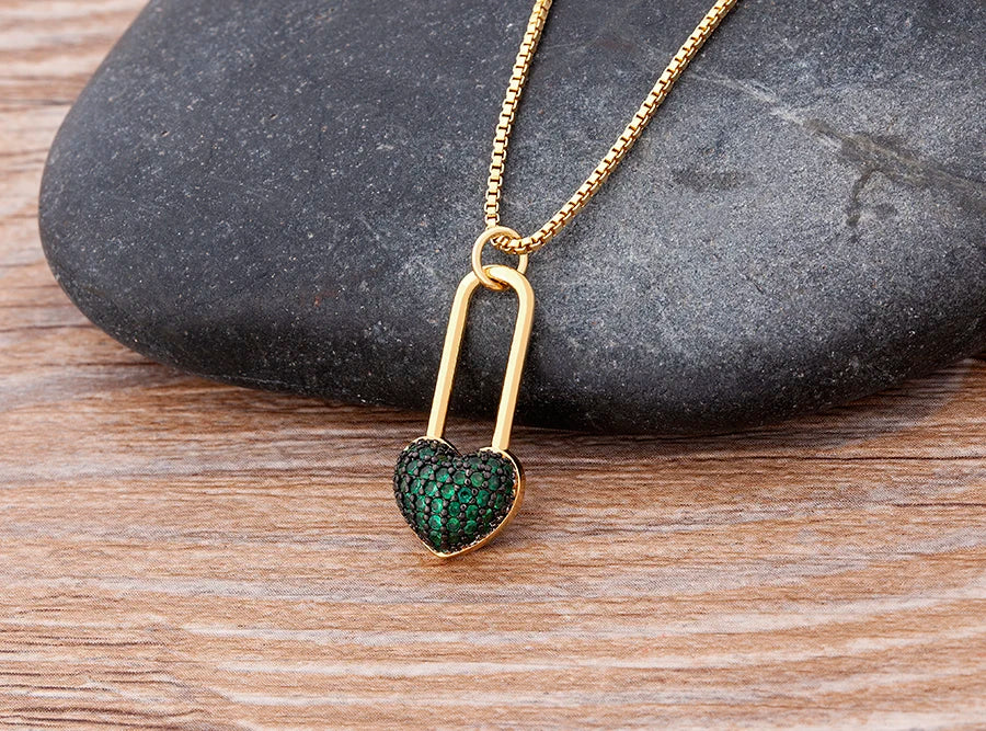 Nidin New Classic Love Heart Necklace 5 Colors Choice For Women Copper Zircon Fashion Chain Jewelry Fine Wedding Luxury Gifts