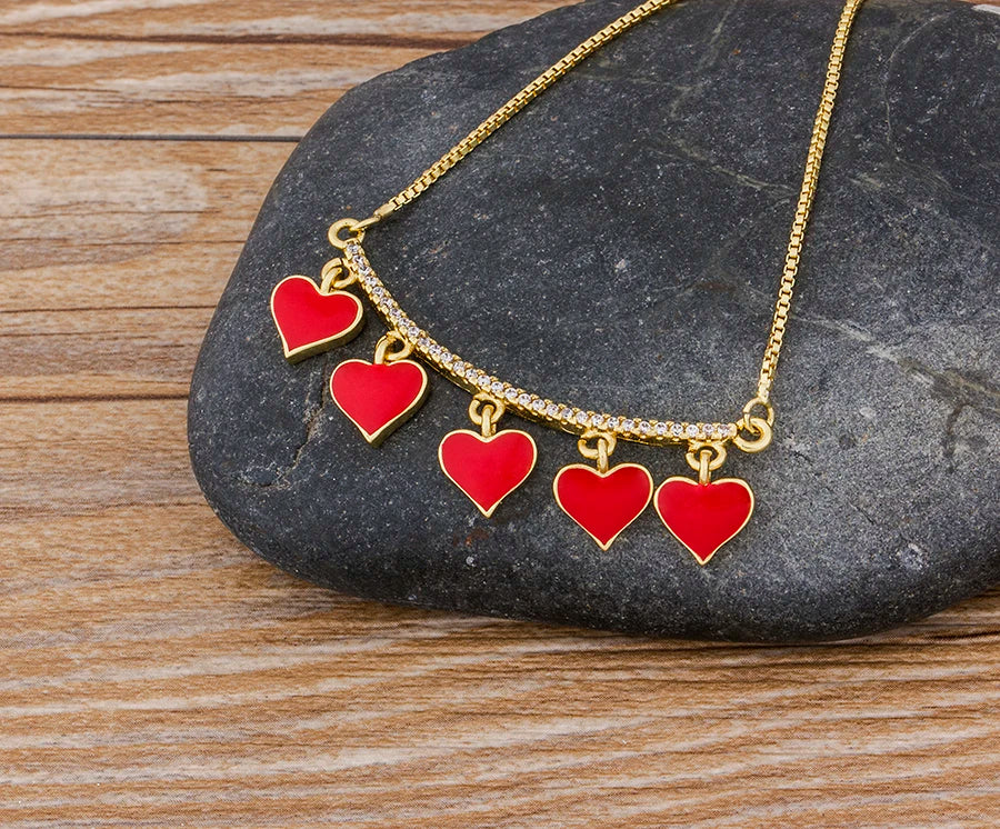 Romantic Colorful Zircon Heart Pendant