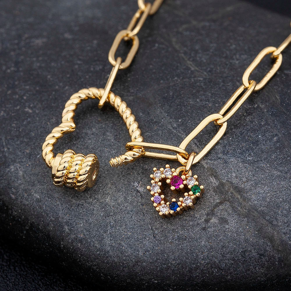 Nidin Light Luxury Classic Charm Heart Bracelet for Women Shiny Princess Cut Cubic Zircon CZ Pendant Bangles Copper Jewelry Gift