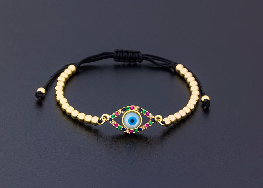 Nidin Hamsa Hand Evil Eye Copper Beads Adjustable Bracelet Lucky Braided Rope Bracelet 5 Styles For Women Men Party Jewelry
