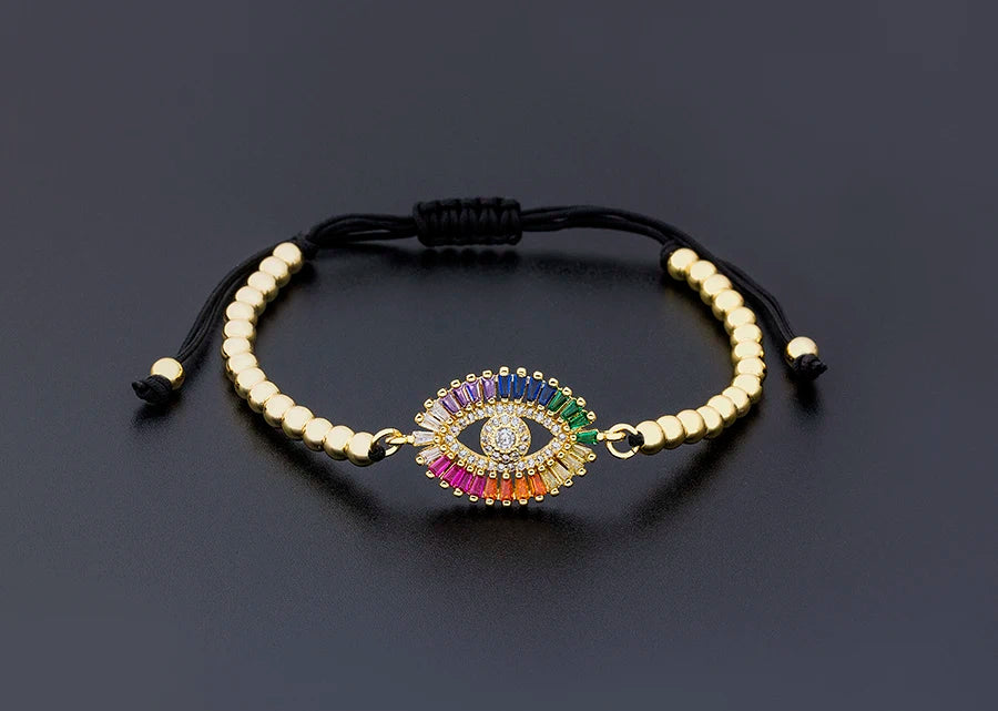 Nidin Hamsa Hand Evil Eye Copper Beads Adjustable Bracelet Lucky Braided Rope Bracelet 5 Styles For Women Men Party Jewelry