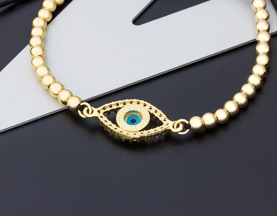 Nidin Hamsa Hand Evil Eye Copper Beads Adjustable Bracelet Lucky Braided Rope Bracelet 5 Styles For Women Men Party Jewelry