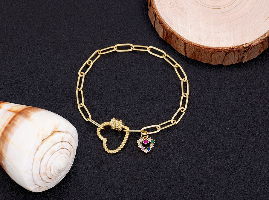 Crystal Heart Link Chain Bracelet