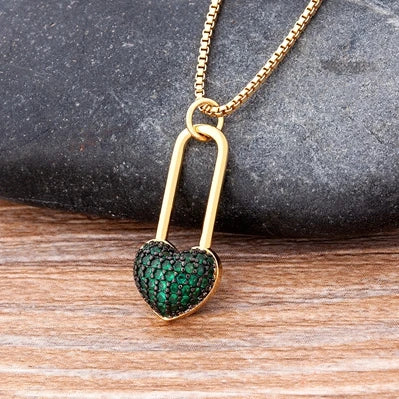 Nidin New Classic Love Heart Necklace 5 Colors Choice For Women Copper Zircon Fashion Chain Jewelry Fine Wedding Luxury Gifts