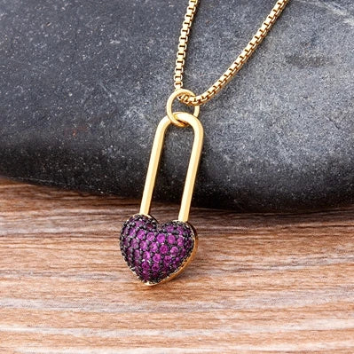 Nidin New Classic Love Heart Necklace 5 Colors Choice For Women Copper Zircon Fashion Chain Jewelry Fine Wedding Luxury Gifts
