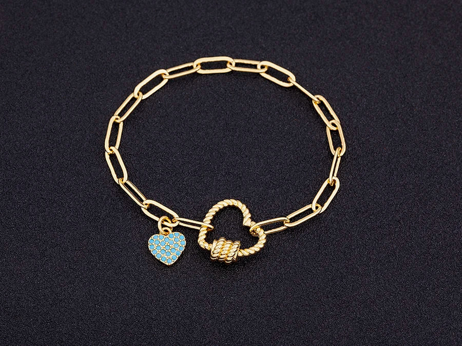 Crystal Heart Link Chain Bracelet