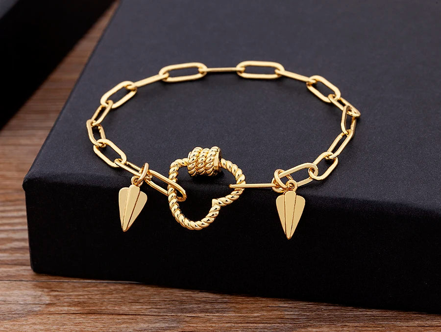 Crystal Heart Link Chain Bracelet