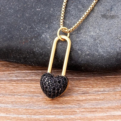 Nidin New Classic Love Heart Necklace 5 Colors Choice For Women Copper Zircon Fashion Chain Jewelry Fine Wedding Luxury Gifts