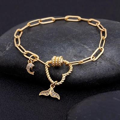 Crystal Heart Link Chain Bracelet
