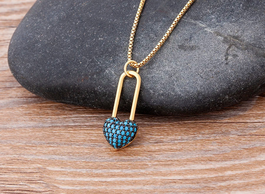 Nidin New Classic Love Heart Necklace 5 Colors Choice For Women Copper Zircon Fashion Chain Jewelry Fine Wedding Luxury Gifts