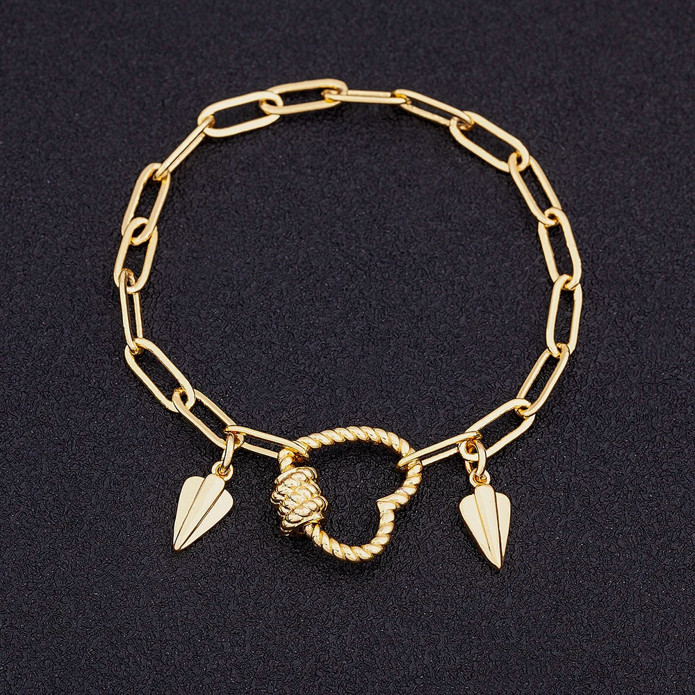 Crystal Heart Link Chain Bracelet