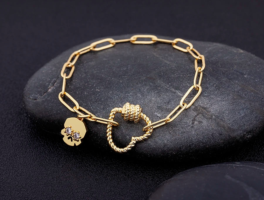 Crystal Heart Link Chain Bracelet