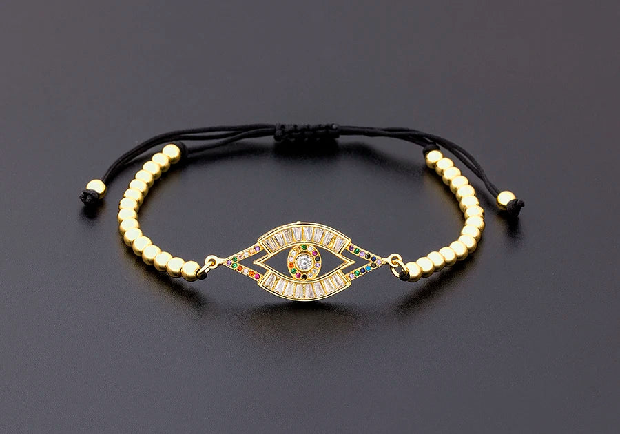 Nidin Hamsa Hand Evil Eye Copper Beads Adjustable Bracelet Lucky Braided Rope Bracelet 5 Styles For Women Men Party Jewelry